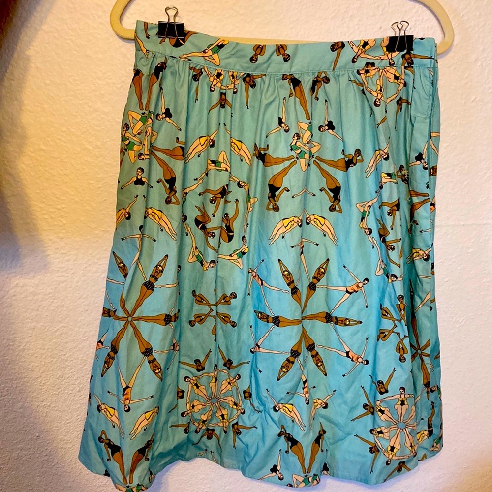 ModCloth A-Line lined skirt. 100% cotton. Unique print. Perfect condition.